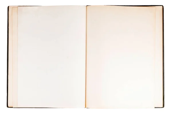 Egyszerű Régi Nyitott Üres Jegyzetfüzet Terjedt Könyv Oldalak Felső Nézet — Stock Fotó