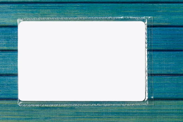 Bílá Prázdná Vizitka Elegantní Rámeček Malý Papírový Inzerát Zabalený Zapečetěný — Stock fotografie