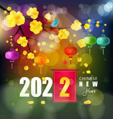 2022 yılında Çin 'de kaplan kırmızı ve altın çiçeği ve arka planda zanaat tarzıyla kesilmiş Asya elementleri. Çince yeni yıl 2022, kaplan yılı. )