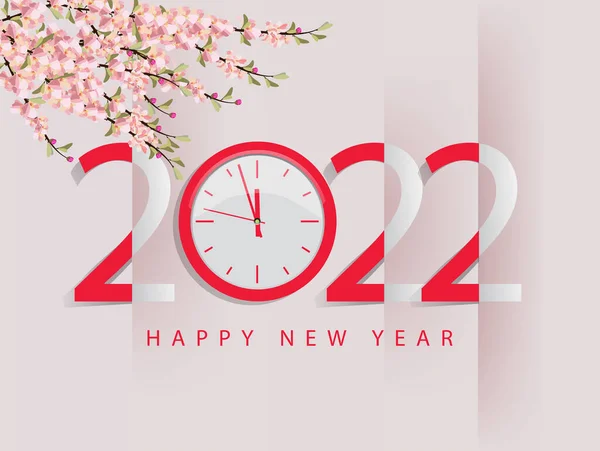 Happy New Year 2022 Background Golden Shiny Numbers Confetti Ribbons — Stock Vector