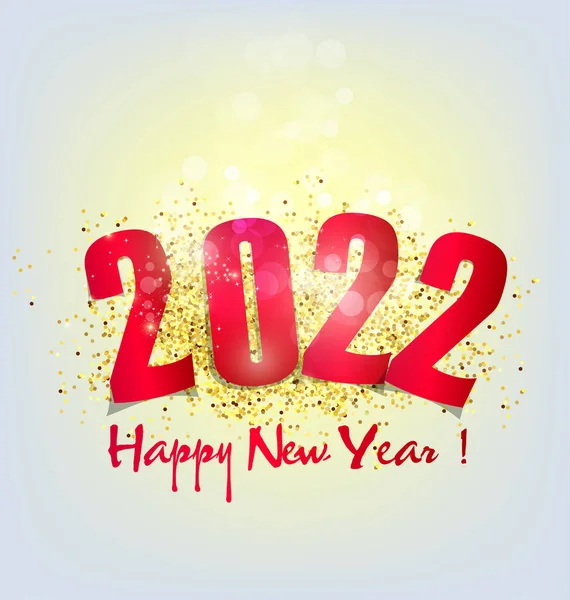 Feliz Año Nuevo 2022 Fondo Números Dorados Brillantes Con Confeti — Archivo Imágenes Vectoriales