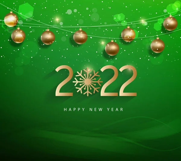Frohes Neues Jahr 2022 Hintergrund Goldene Glänzende Zahlen Mit Konfetti — Stockvektor