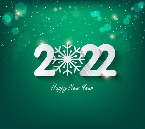 Anul Nou Fericit 2022 Fundal Numere Strălucitoare Aur Confetti Panglici — Vector de stoc