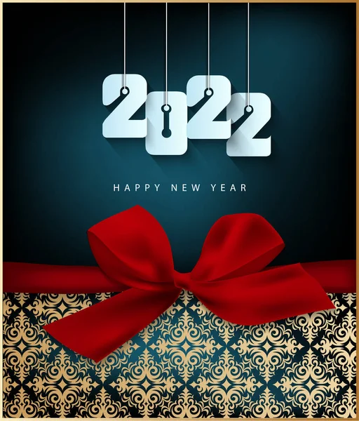 Feliz Año Nuevo 2022 Fondo Números Dorados Brillantes Con Confeti — Vector de stock