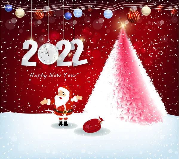 Feliz Ano Novo 2022 Fundo Números Brilhantes Dourados Com Confetes — Vetor de Stock