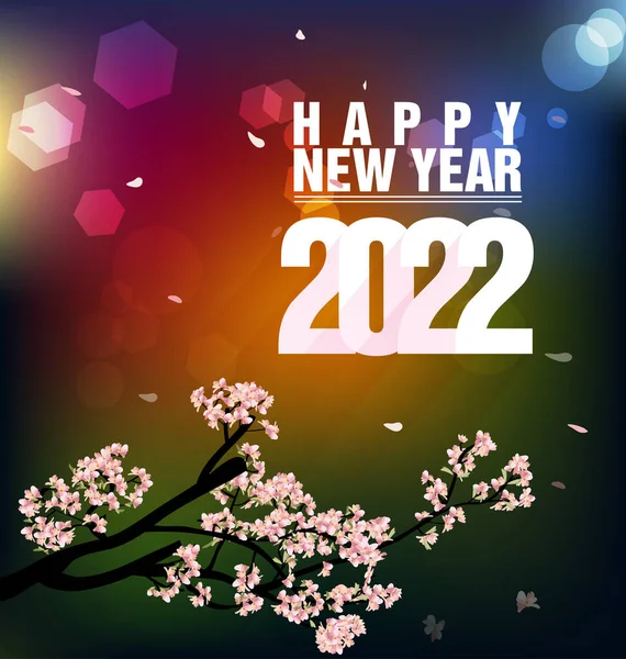 Bonne Année 2022 Fond Chiffres Dorés Brillants Avec Confettis Rubans — Image vectorielle