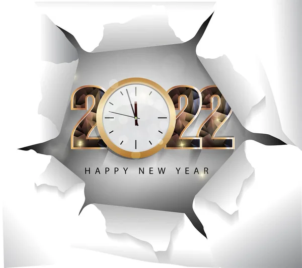 Feliz Año Nuevo 2022 Fondo Números Dorados Brillantes Con Confeti — Archivo Imágenes Vectoriales