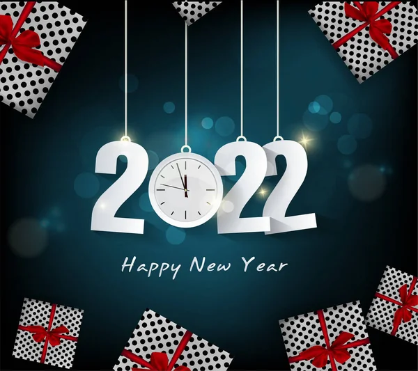 Felice Anno Nuovo 2022 Sfondo Numeri Dorati Brillanti Con Coriandoli Illustrazioni Stock Royalty Free