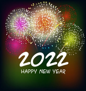 2022 yılınız kutlu olsun. Konfetileri ve siyah arkaplanda şeritleri olan altın gibi parlak rakamlar. Tatil tebrik kartı tasarımı.