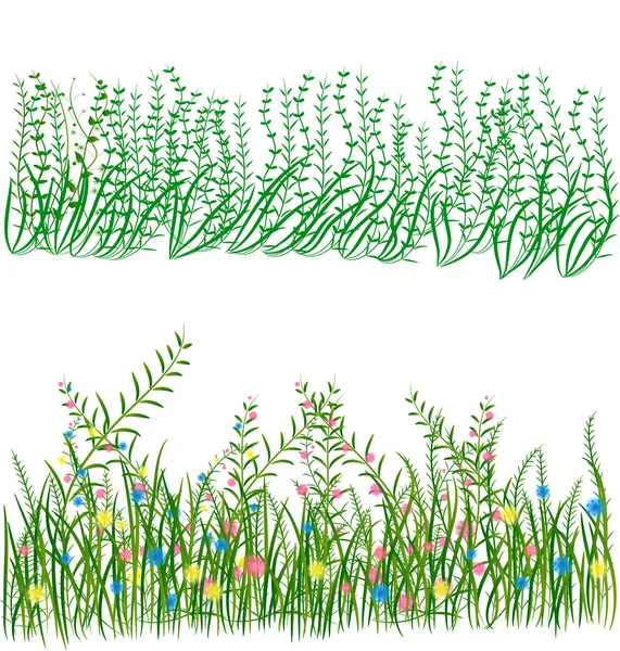 Трава з квітковим набором, Векторні ілюстрації — стоковий вектор