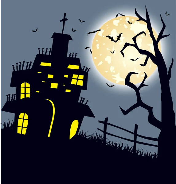 Fundo de Halloween com casa assombrada — Vetor de Stock