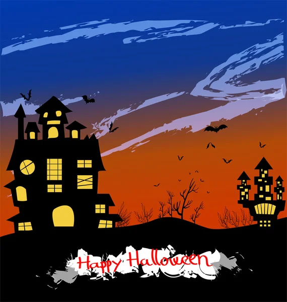 Хэллоуин фон с домом с привидениями — стоковый вектор