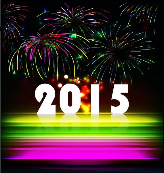 Year 2015 made of colored neon effect — Stock Vector