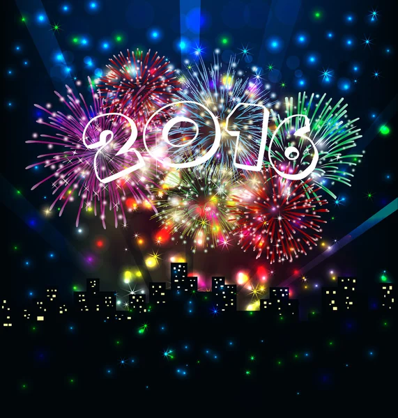 Bonne année avec des feux d'artifice — Image vectorielle