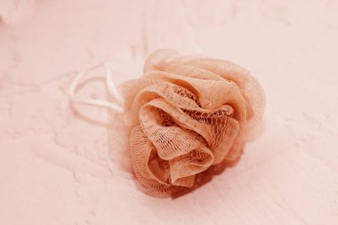 Açık arkaplanda plastik duş süngeri..