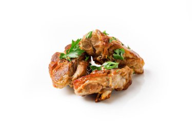 Izgara Kuzu eti Beyaz Arkaplanda İzole Edildi.