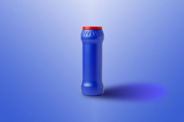 Beyaz arka planda izole edilmiş temizleme ya da yıkama malzemeleri ile şişe.