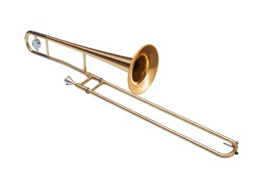golden brass tenor trombone isolated on white background clipart