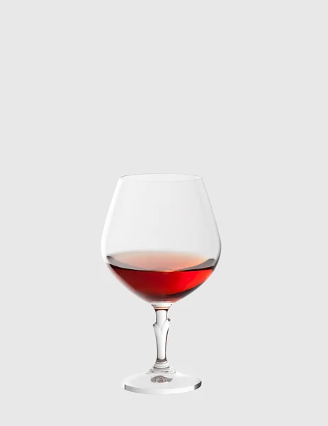 Glass with brandy isolated on light grey background — Stock Photo, Image