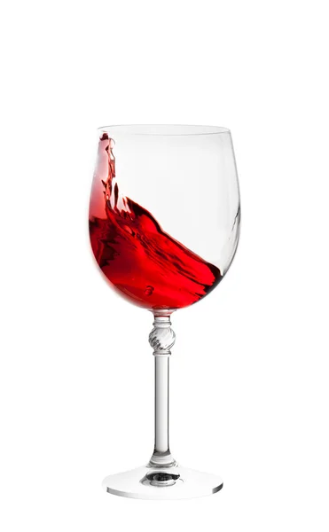 Wine glass with splash of wine isolated on white background — Stock Photo, Image