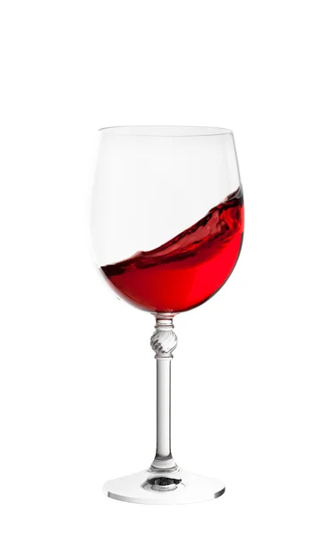 Wine glass with splash of wine isolated on white background — Stock Photo, Image