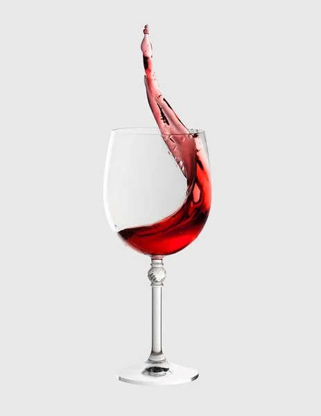 हलके राखाडी पार्श्वभूमीवर वेगळे वाईन स्प्लॅशसह वाईन ग्लास — स्टॉक फोटो, इमेज