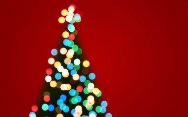 Ufuk bokeh Noel köknar ağacı ışıkları arka plan rengi