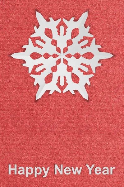 Noul an vintage hârtie texturată carte poștală cu hârtie adevărată snowfla — Fotografie, imagine de stoc