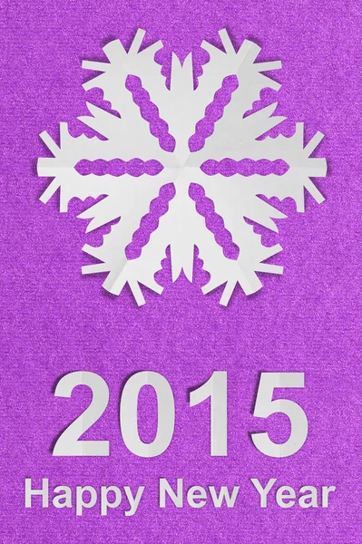 Nya året vintage texturerat papper vykort med sann papper snowfla — Stockfoto