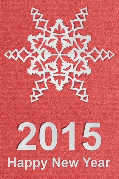 Postal de papel texturizado vintage de año nuevo con verdadera nieve de papel — Foto de Stock