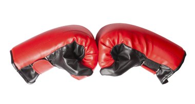 Bir çift kırmızı deri boks eldiveni