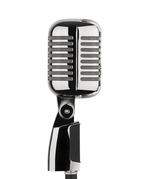 Vintage gümüş metal mikrofon — Stok fotoğraf