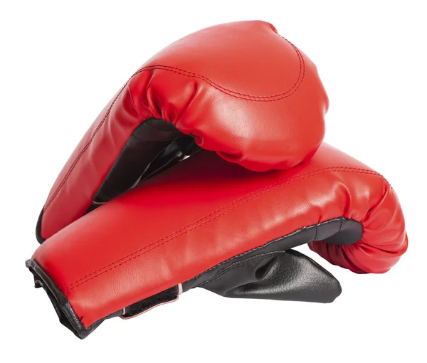 Par de guantes de boxeo de cuero rojo — Foto de Stock