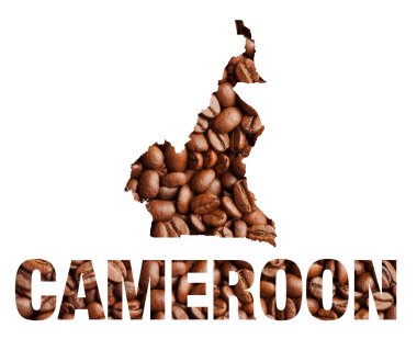 Kamerun Haritası ve word kahve çekirdekleri
