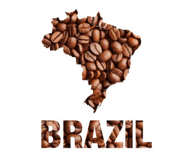 Brezilya harita ve word kahve çekirdekleri