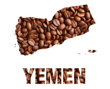 Yemen harita ve word kahve çekirdekleri