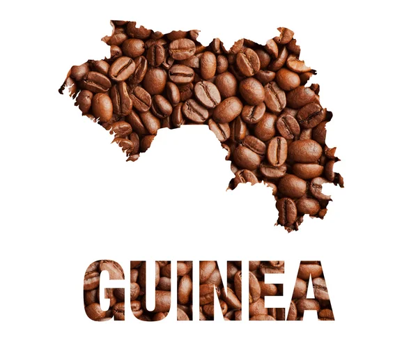 Guinea map and word coffee beans — Stock Photo, Image