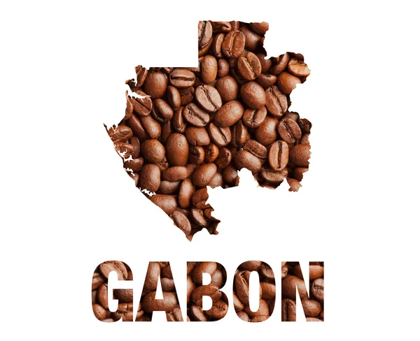 Gabon map and word coffee beans — Stock Photo, Image