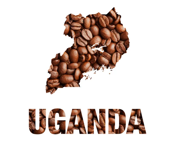 Uganda Haritası ve word kahve çekirdekleri