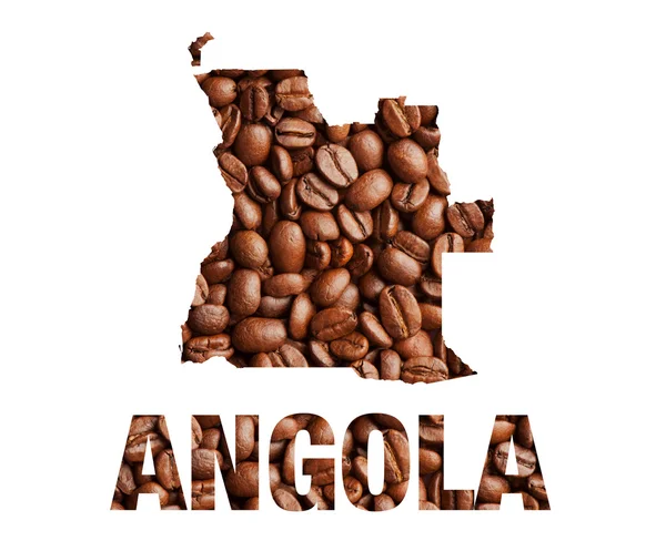 Angola map and word coffee beans — Stock Photo, Image