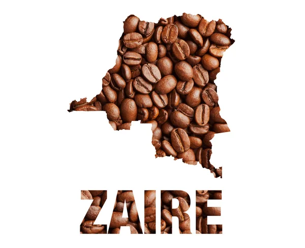 Zaire map and word coffee beans — Stock Photo, Image