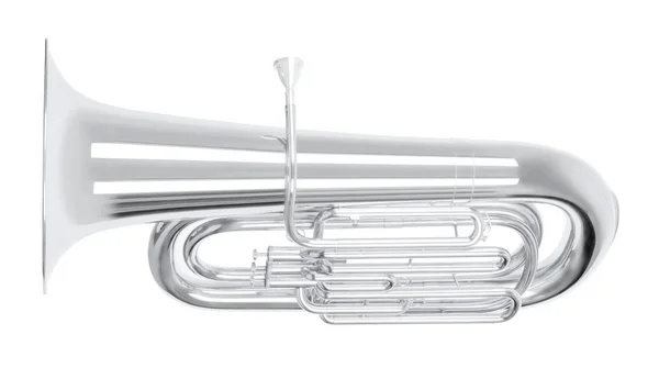 Silver tuba in hard light — Stock Photo, Image