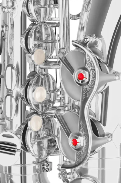 Silver alto saxophone elements — Stock Photo, Image