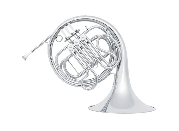 Silver french horn — Stock Photo, Image