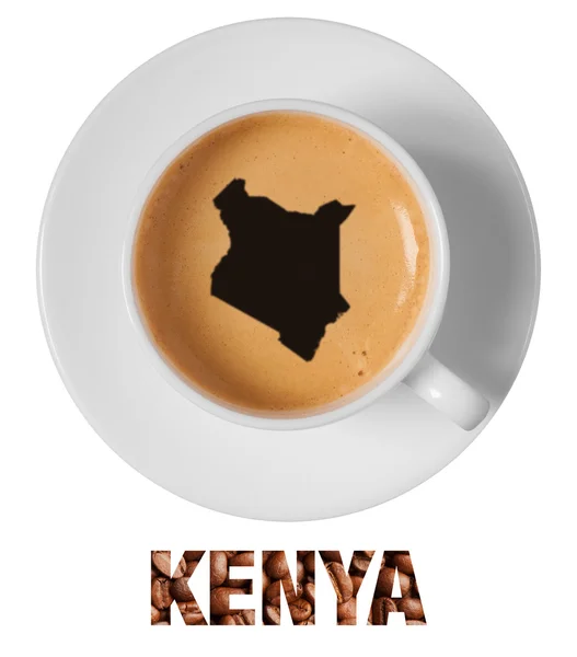 Kenya map drawing art on coffee — Stock Photo, Image