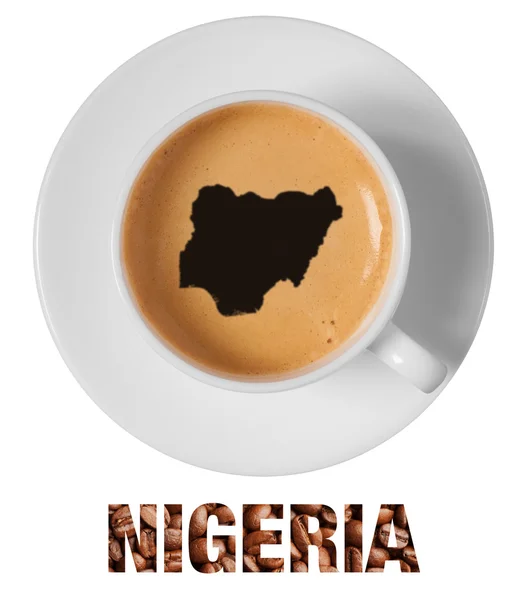 Nigeria map drawing art on coffee — Stock Photo, Image