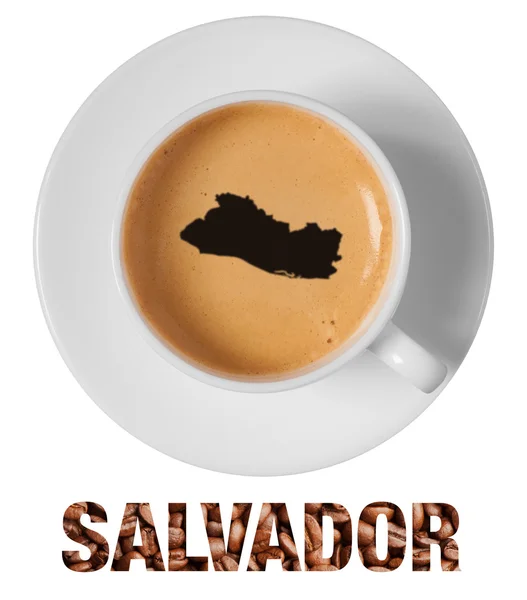 Salvador map drawing art on coffee — Stock Photo, Image