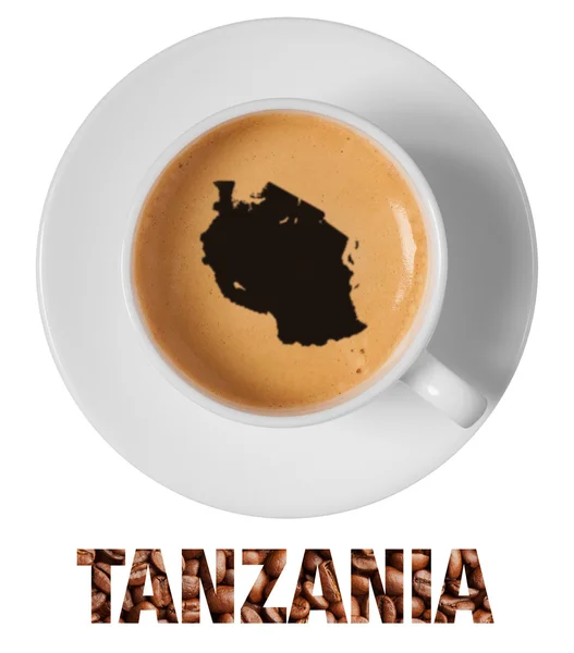 Tanzania map drawing art on coffee — Stock Photo, Image