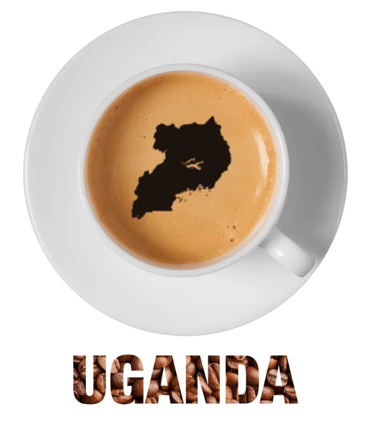 Uganda map drawing art on coffee — Stock Photo, Image