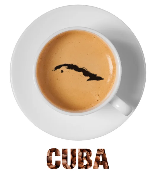 แผนที่คิวบา การวาดภาพศิลปะบนกาแฟ — ภาพถ่ายสต็อก